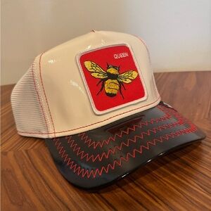 Goorin Bros Black and Gold Leather Trucker Hat